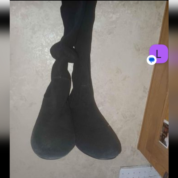 Steve Madden Tianna Black Suede Slouchy Flat Boots - Picture 2 of 3